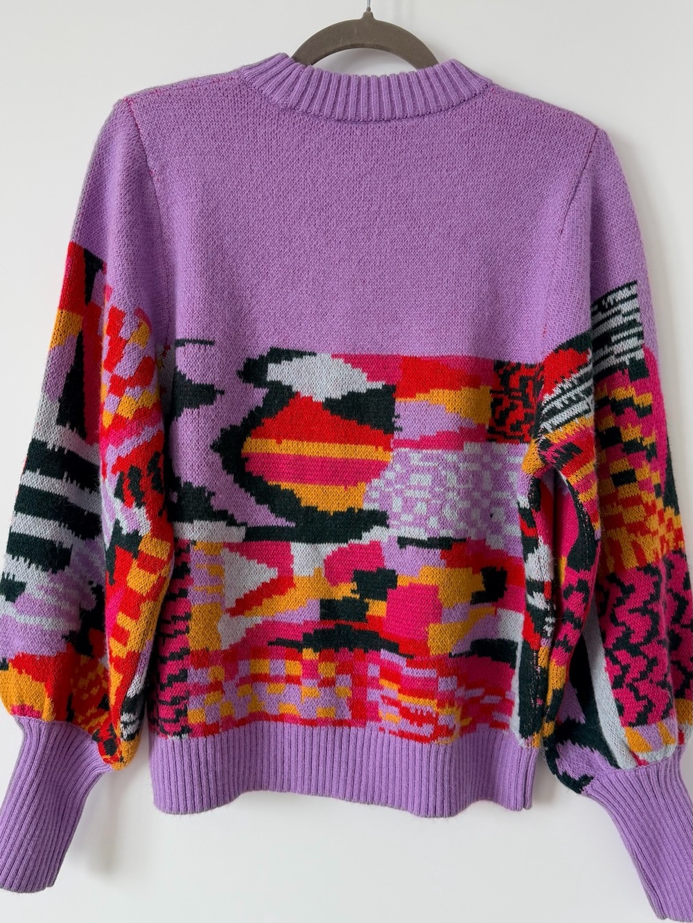 FARM RIO Lilac Geometric Pattern Crewneck Sweater - Picture 9 of 11